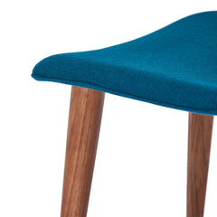 Side Chairs, Set of 2, Blue Polyester Blend, Solid Wood Legs