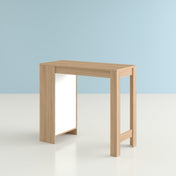Pub Table, Manufactured Wood, Double Pedestal Base, Natural Oak