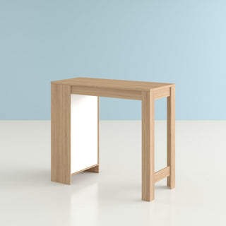 Pub Table, Manufactured Wood, Double Pedestal Base, Natural Oak