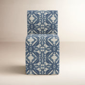 Parsons Chair, Upholstered, Solid Rubberwood Legs, Blue Ikat
