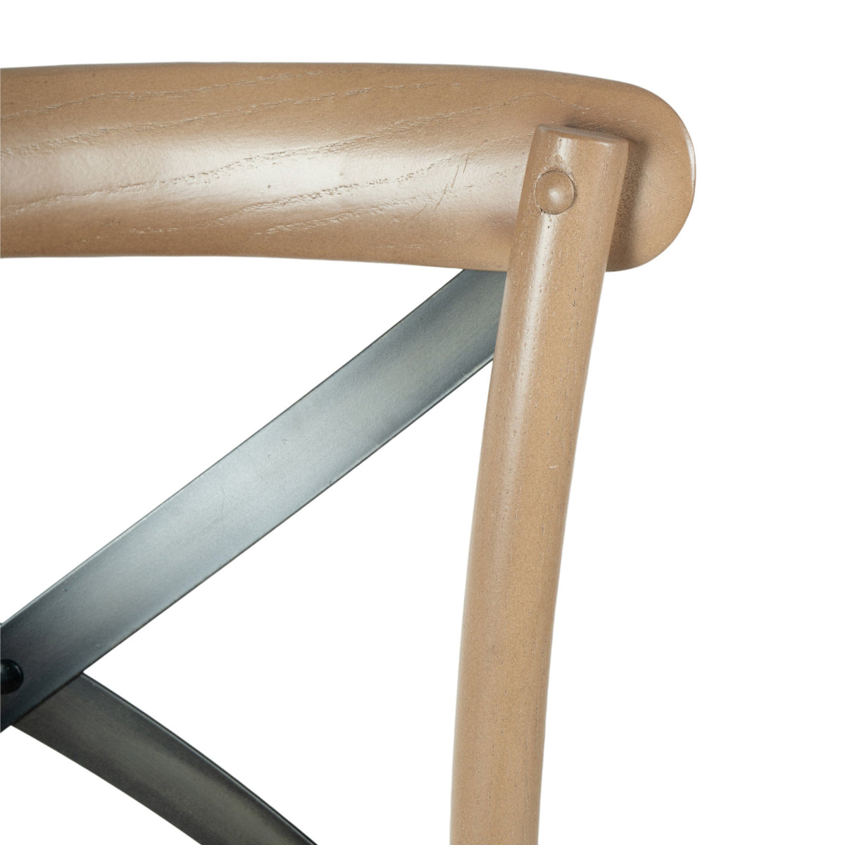 Counter Stool, Solid Wood Frame, Woven Wicker Seat, Metal X Back, Brown