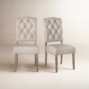 Parsons Chairs, Set of 2, Polyester Blend Upholstery, Weathered Natural Legs