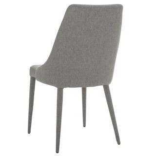 Side Chairs, Set of 2, Linen Upholstery, Solid Back, Linen Gray