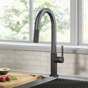 Pull Down Kitchen Faucet, Oletto, Single Handle, Brass, Black
