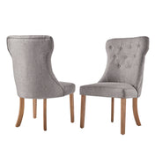 Parsons Dining Chairs, Set of 2, Gray Linen, Natural Wood Legs
