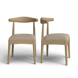 Side Chairs, Set of 2, Black Tweed Upholstery, Solid Wood Frame