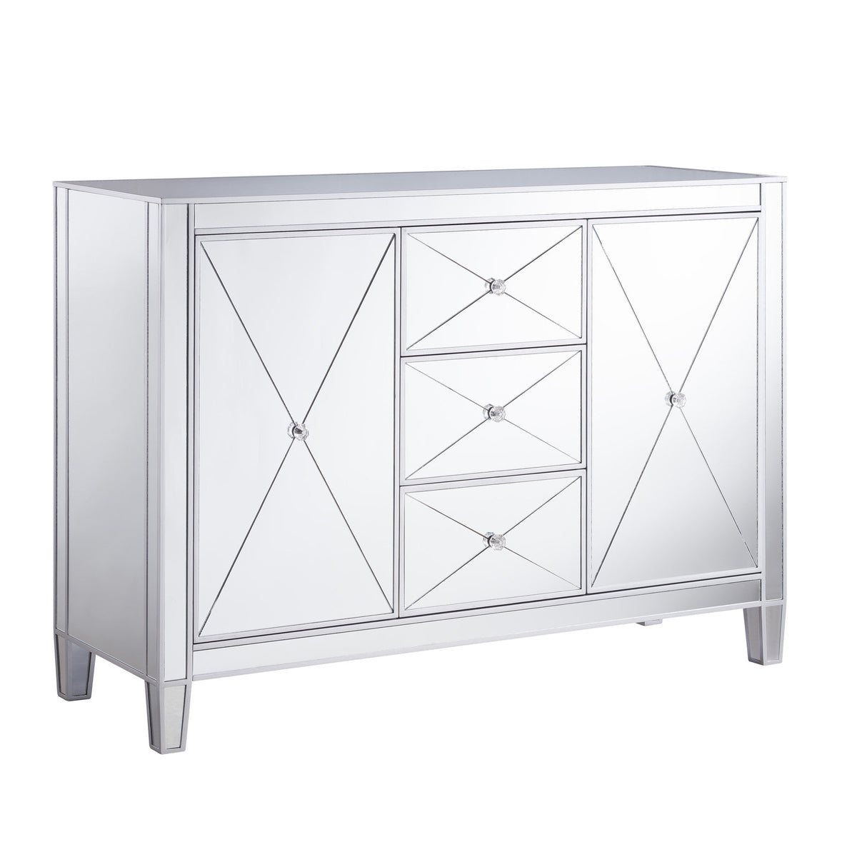 Sideboard, 3 Drawers, 2 Cabinets, Manufactured Wood, Mirror Finish