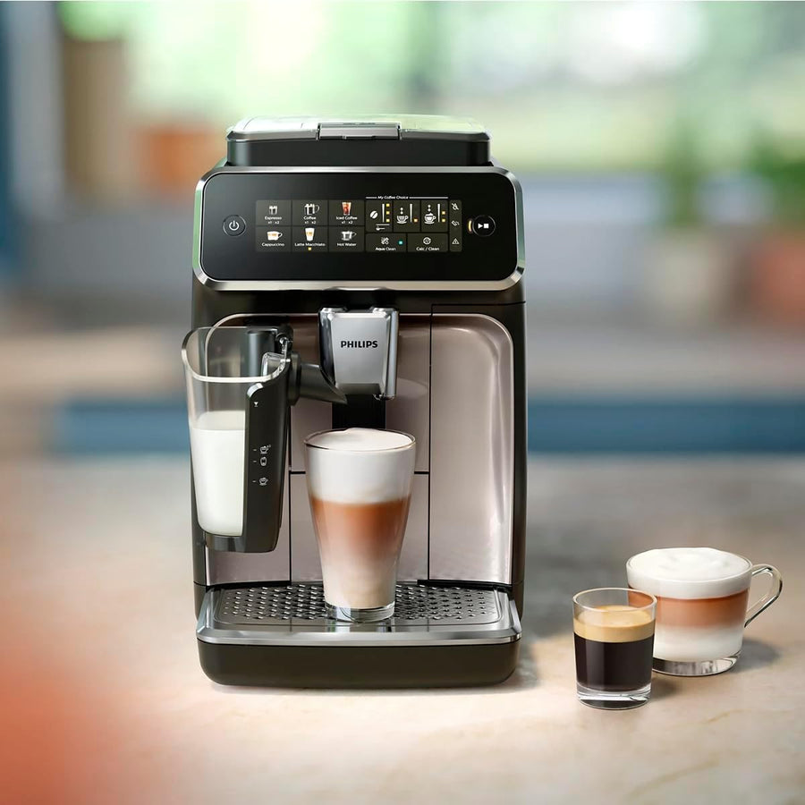 Lifestyle | espresso machine in use with prepared drinks