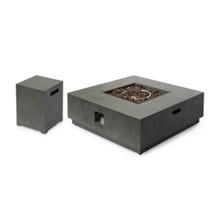 Propane Fire Pit in Gray Powder-Coated Iron, 50,000 BTU