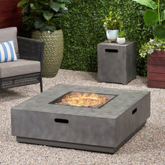 Propane Fire Pit in Gray Powder-Coated Iron, 50,000 BTU