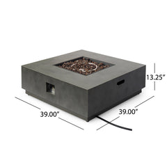 Propane Fire Pit in Gray Powder-Coated Iron, 50,000 BTU