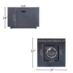 Propane Fire Pit Table, 31 in Square, Dark Gray Concrete and Iron