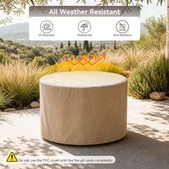 Propane Fire Pit Table, 40,000 BTU, Round Concrete with Stacked Stone Finish
