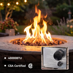 Propane Fire Pit Table, 40,000 BTU, Round Concrete with Stacked Stone Finish