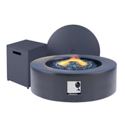 Propane Fire Pit Table, 40.5 Inch Round Iron in Dark Gray