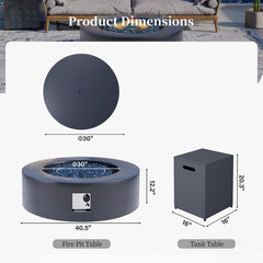 Propane Fire Pit Table, 40.5 Inch Round Iron in Dark Gray