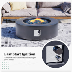 Propane Fire Pit Table, 40.5 Inch Round Iron in Dark Gray