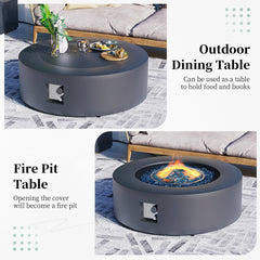 Propane Fire Pit Table, 40.5 Inch Round Iron in Dark Gray