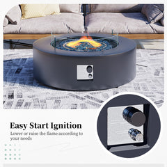 Propane Fire Pit Table, 40.5 Inch Round Iron with Tank Cover, Dark Gray