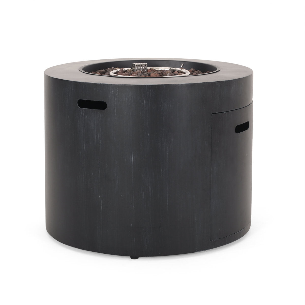 Propane Fire Pit Table, 50,000 BTU, Round Iron with Lava Rocks