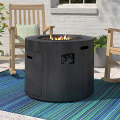 Propane Fire Pit Table, 50,000 BTU, Round Iron with Lava Rocks