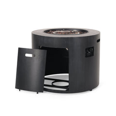 Propane Fire Pit Table, 50,000 BTU, Round Iron with Lava Rocks