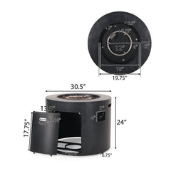 Propane Fire Pit Table, 50,000 BTU, Round Iron with Lava Rocks