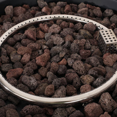 Propane Fire Pit Table, 50,000 BTU, Round Iron with Lava Rocks