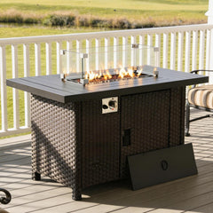 Propane Fire Pit Table in Black Aluminum with Push-Button Ignition