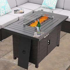 Propane Fire Pit Table in Black Aluminum with Push-Button Ignition