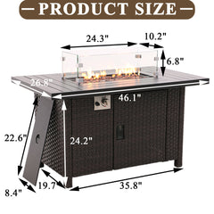Propane Fire Pit Table in Black Aluminum with Push-Button Ignition