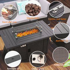 Propane Fire Pit Table in Black Aluminum with Push-Button Ignition