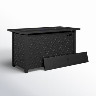 Propane Fire Pit Table in Black Powder Coated Steel with Lid