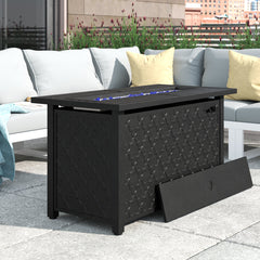 Propane Fire Pit Table in Black Powder Coated Steel with Lid