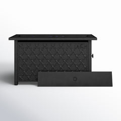 Propane Fire Pit Table in Black Powder Coated Steel with Lid
