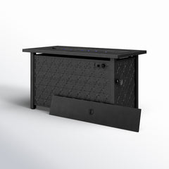 Propane Fire Pit Table in Black Powder Coated Steel with Lid