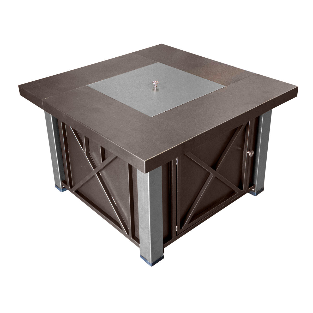 Propane Fire Pit Table, Square Steel with Hammered Bronze Finish