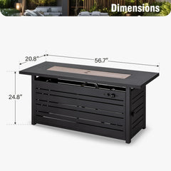 Propane Fire Pit Table with 50,000 BTU Burner in Black