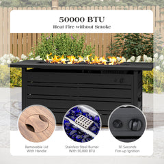 Propane Fire Pit Table with 50,000 BTU Burner in Black