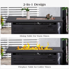 Propane Fire Pit Table with 50,000 BTU Burner in Black