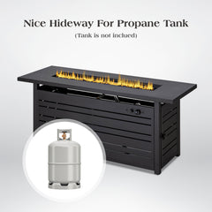 Propane Fire Pit Table with 50,000 BTU Burner in Black