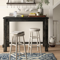 Pub Table, 42 in H Solid Birch and Rubberwood in Distressed Black