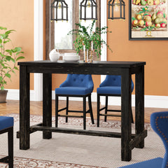 Pub Table, 42 in H Solid Birch and Rubberwood in Distressed Black