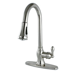 Pull-Down Kitchen Faucet, American Classic, Single Handle, 3-Hole, Brushed Nickel