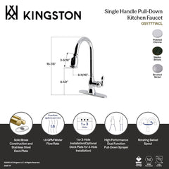 Pull-Down Kitchen Faucet, American Classic, Single Handle, 3-Hole, Brushed Nickel