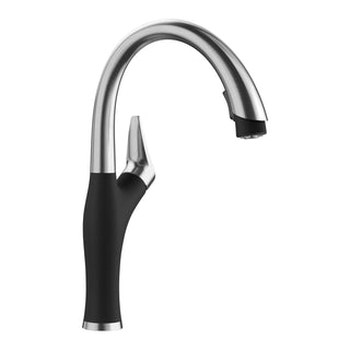 Pull-Down Kitchen Faucet, Artona, Single Handle, Dual Spray, Coal Black and Stainless