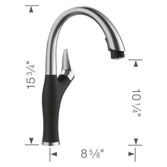 Pull-Down Kitchen Faucet, Artona, Single Handle, Dual Spray, Coal Black and Stainless