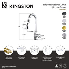 Pull-Down Kitchen Faucet, Belknap, Single Handle in Matte Black