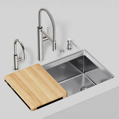 Pull-Down Kitchen Faucet, Culina II, Dual Spray, Solid Brass, PVD Steel