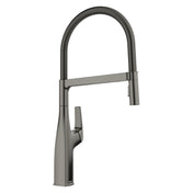 Pull-Down Kitchen Faucet, Empressa, High Arc, Solid Brass, Satin Dark Steel